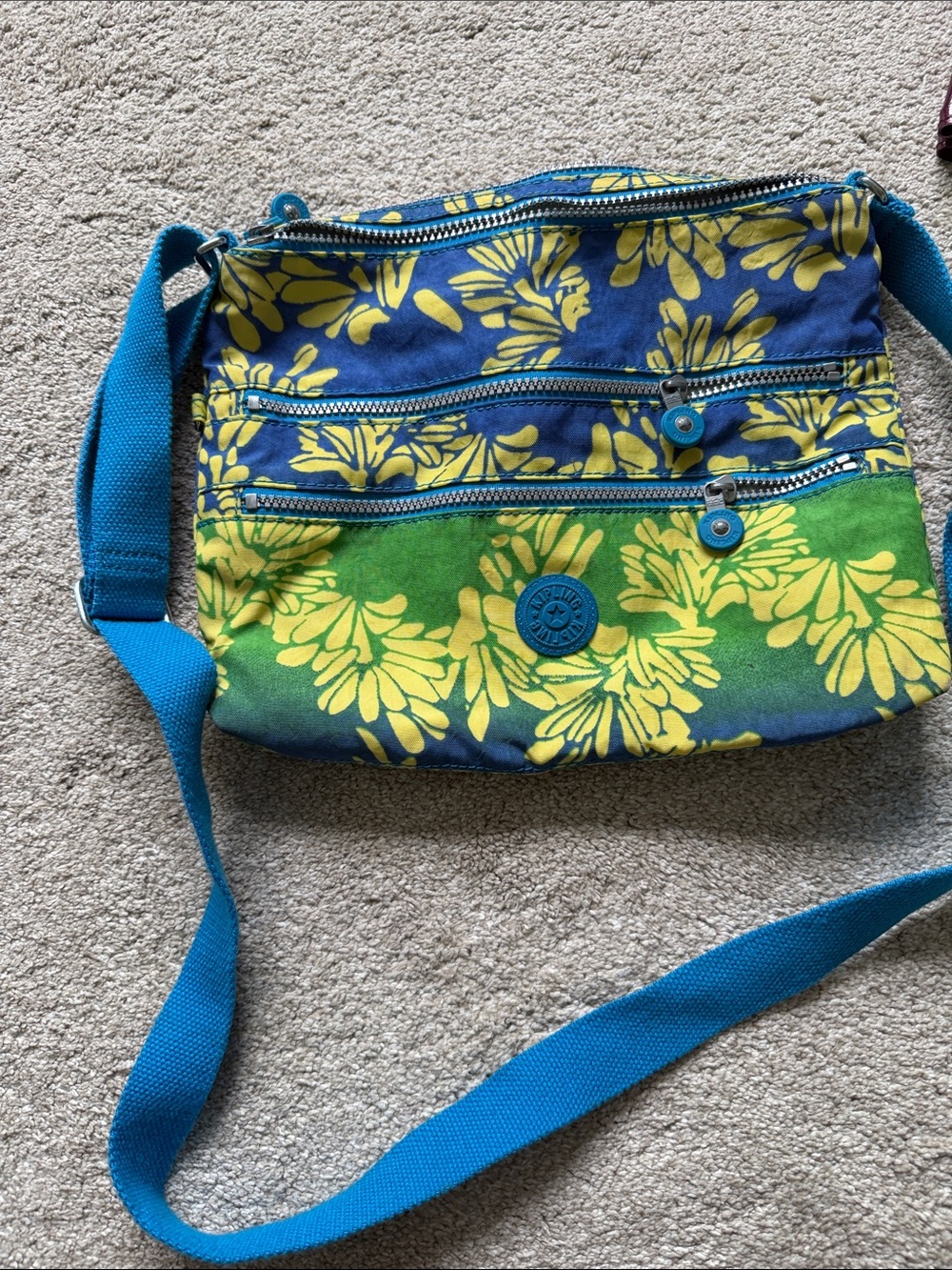 Kipling Blue & Green Floral Crossbody Bag by